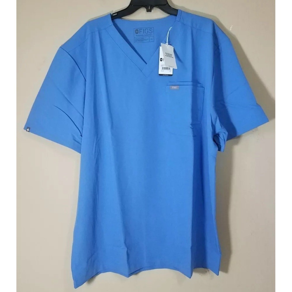 FIGS Leon Two Pocket Scrub Top Shirt Men Size‎ 3XL Blue CBU NEW